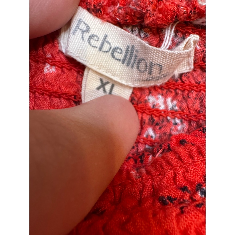 Rebellion One Red Paisley Wide Leg Jumpsuit XL Boho Festival Smocked Romper - Picture 3 of 12